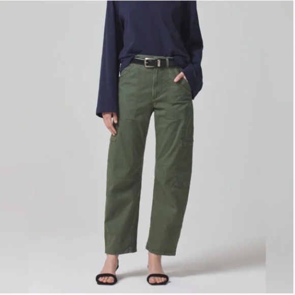 Citizens of Humanity Marcelle Low Slung Easy Cargo in Green 25 NWOT - Picture 1 of 12